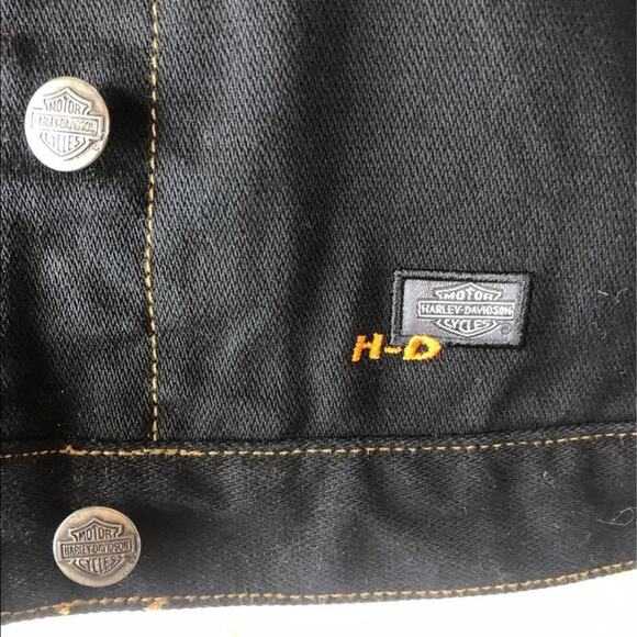 Harley Davidson vintage denim black jacket Ladies cotton size small - Picture 9 of 13